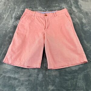 IZOD Saltwater Men 30 Coral Pink Flat Front Cotton Chino Shorts Preppy Casual